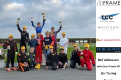 De wedstrijd podium - Mini Parilla met alle rijders